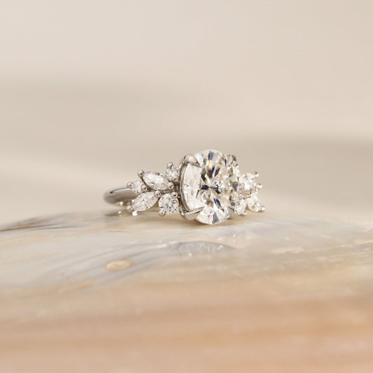 Oval Lab-Grown Diamond Floral Cluster Ring