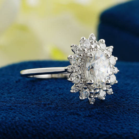Celestial Bloom Oval Diamond Ring – Where Love Blossoms in Light