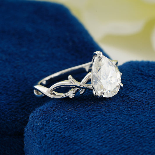 Elegant 1.93 CT Pear Cut Diamond Ring with Twisted Band | Teardrop Engagement Ring