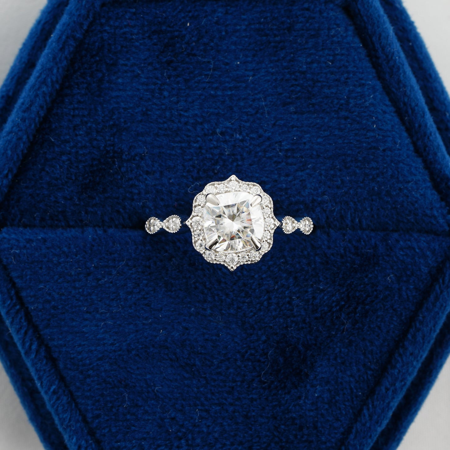 Blooming Grace Cushion Diamond Ring – A Petal of Timeless Love
