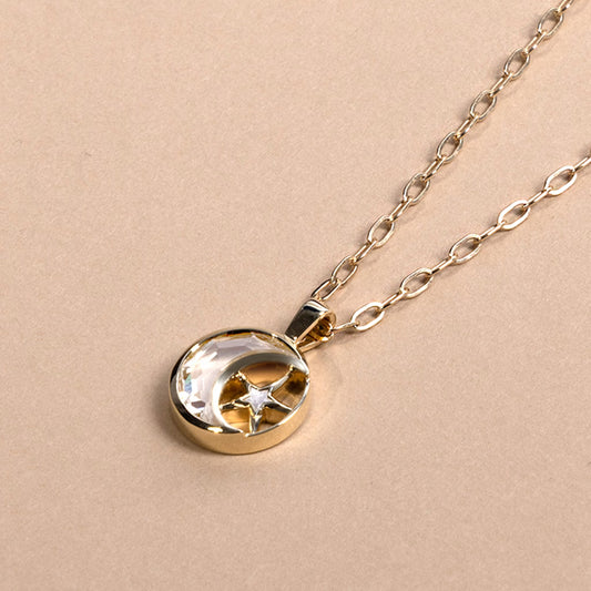 The Selene Crescent Moon & Star Lab-Grown Diamond Pendant