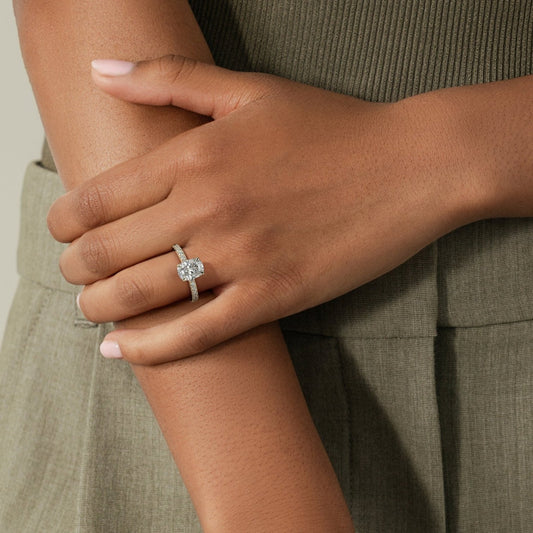 Oval Lab-Grown Diamond Pavé Hidden Halo Engagement Ring