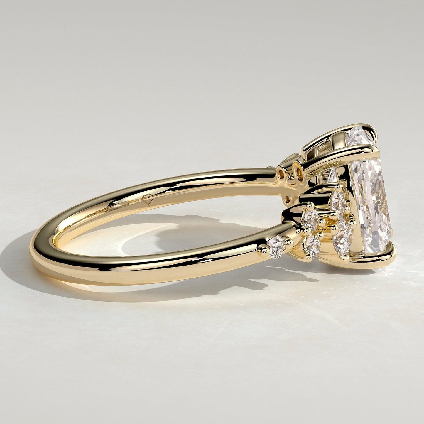 Cushion Lab-Grown Diamond Scattered Cluster Engagement Ring