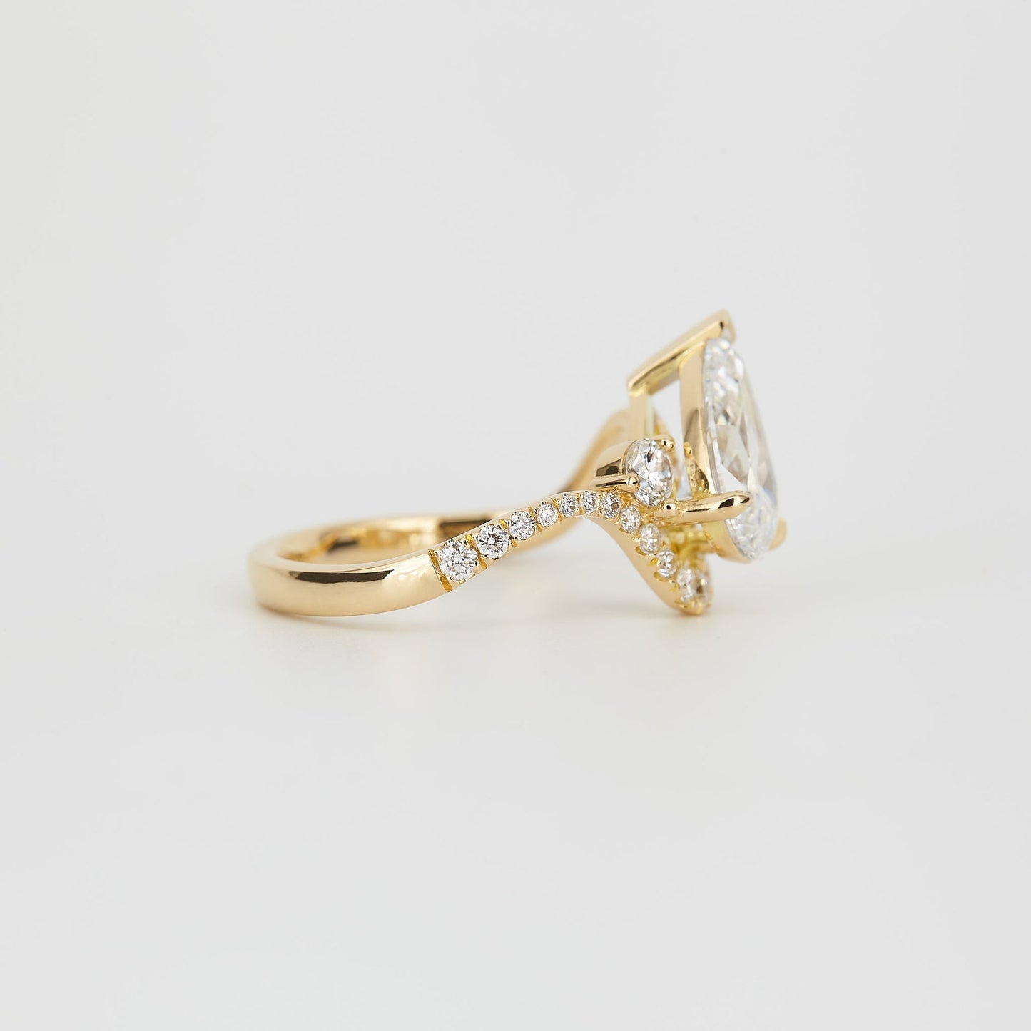 Pear Lab-Grown Diamond Tiara Halo Chevron Engagement Ring