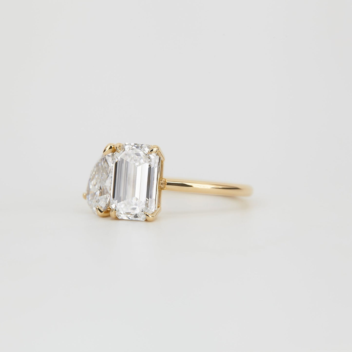 Emerald & Pear Lab Diamond Duo Engagement Ring