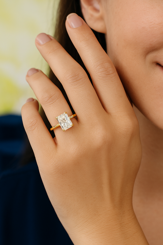 4.15 CT Radiant Cut Lab Grown Diamond Engagement Ring