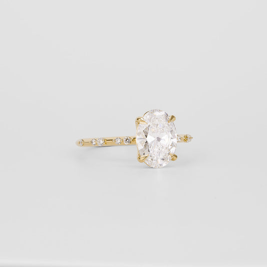 Oval Lab-Grown Diamond Scattered Accent Engagement Ring