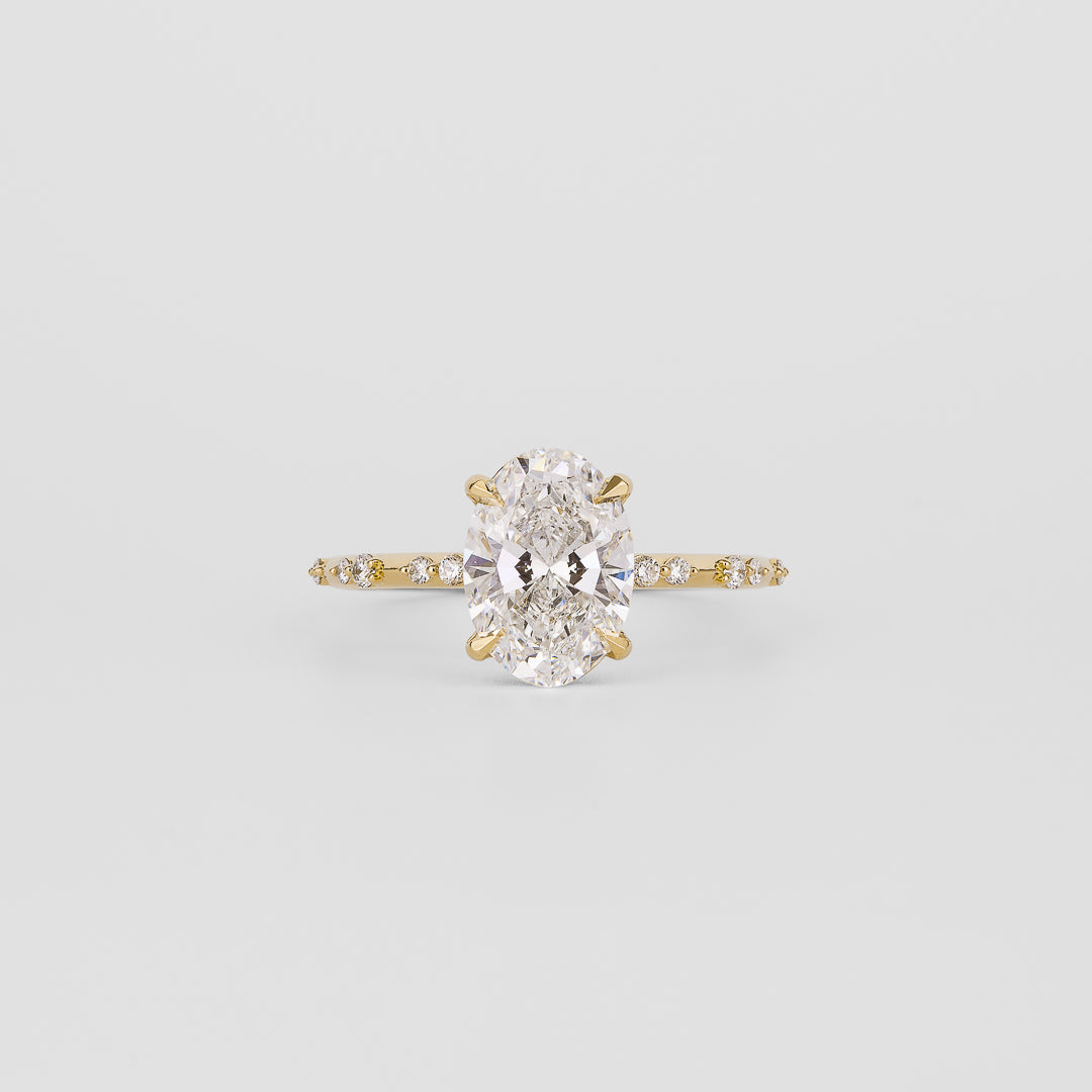 Oval Lab-Grown Diamond Scattered Accent Engagement Ring