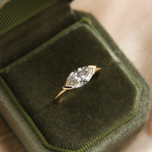 East-West Marquise Lab-Grown Diamond Half Bezel Engagement Ring