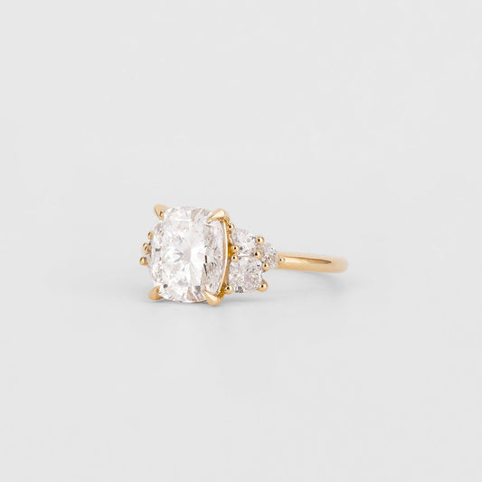 Cushion Lab-Grown Diamond Marquise Cluster Engagement Ring