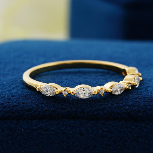 Marquise & Round Alternating Lab Grown Diamond Wedding Band