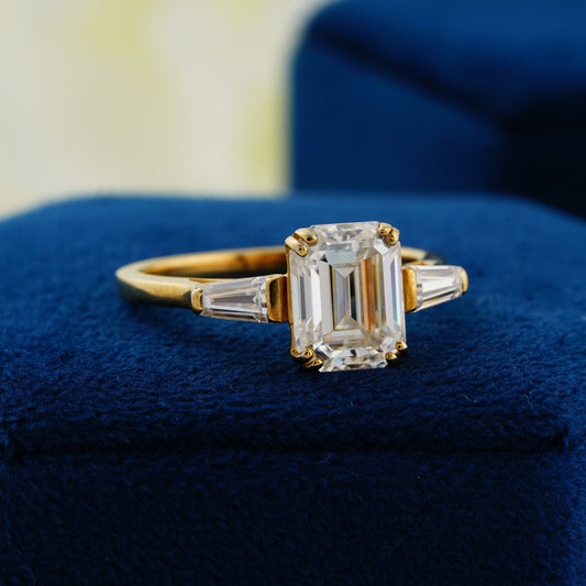 Timeless Brilliance — 2.30 CT Emerald Cut Lab Grown Diamond Engagement Ring