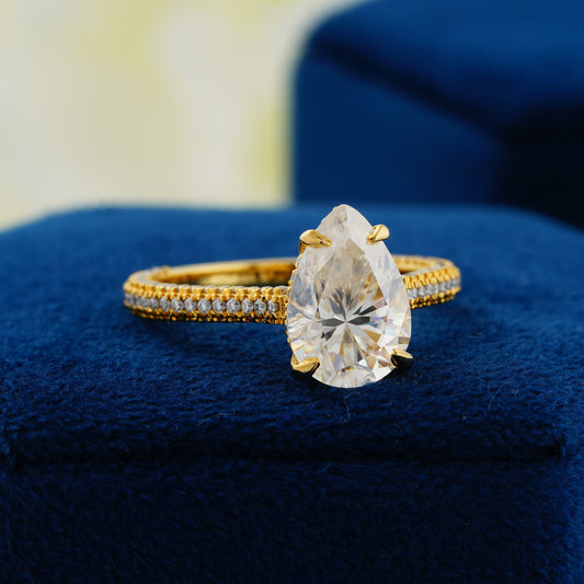 3.1 CT Pear Cut Lab Grown Diamond Engagement Ring