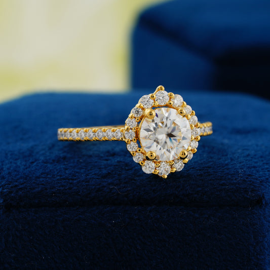 1.25 CT Round Cut Lab Grown Diamond Halo Ring – A Circle of Love and Eternal Brilliance