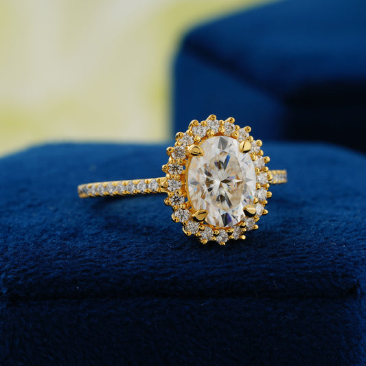 1.91 CT Oval Cut Lab Grown Diamond Halo Engagement Ring – The Grace of Forever