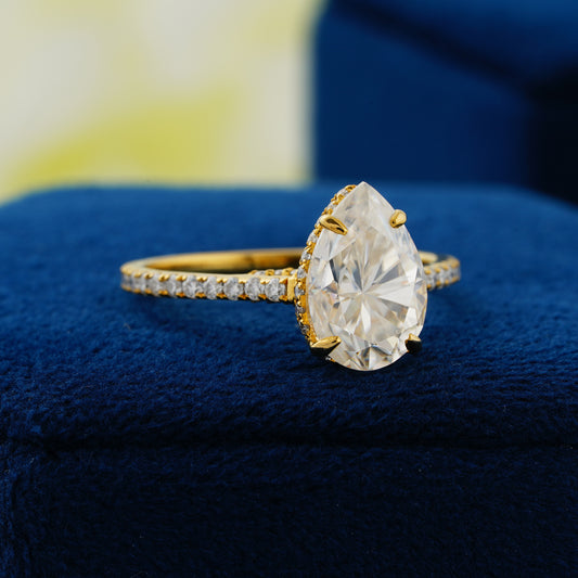 2.8 CT Pear Cut Lab Grown Diamond Engagement Ring