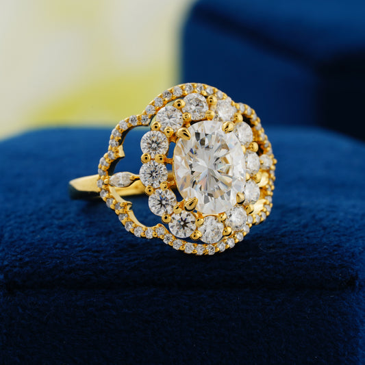 1.91ct Oval Floral Diamond Ring