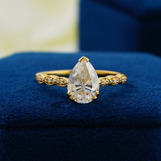 1.93 CT Pear Cut Lab Grown Diamond Engagement Ring – Timeless Teardrop Romance