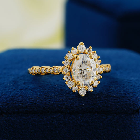 1.33 CT Oval Cut Halo Lab Grown Diamond Ring - Eternal Radiance