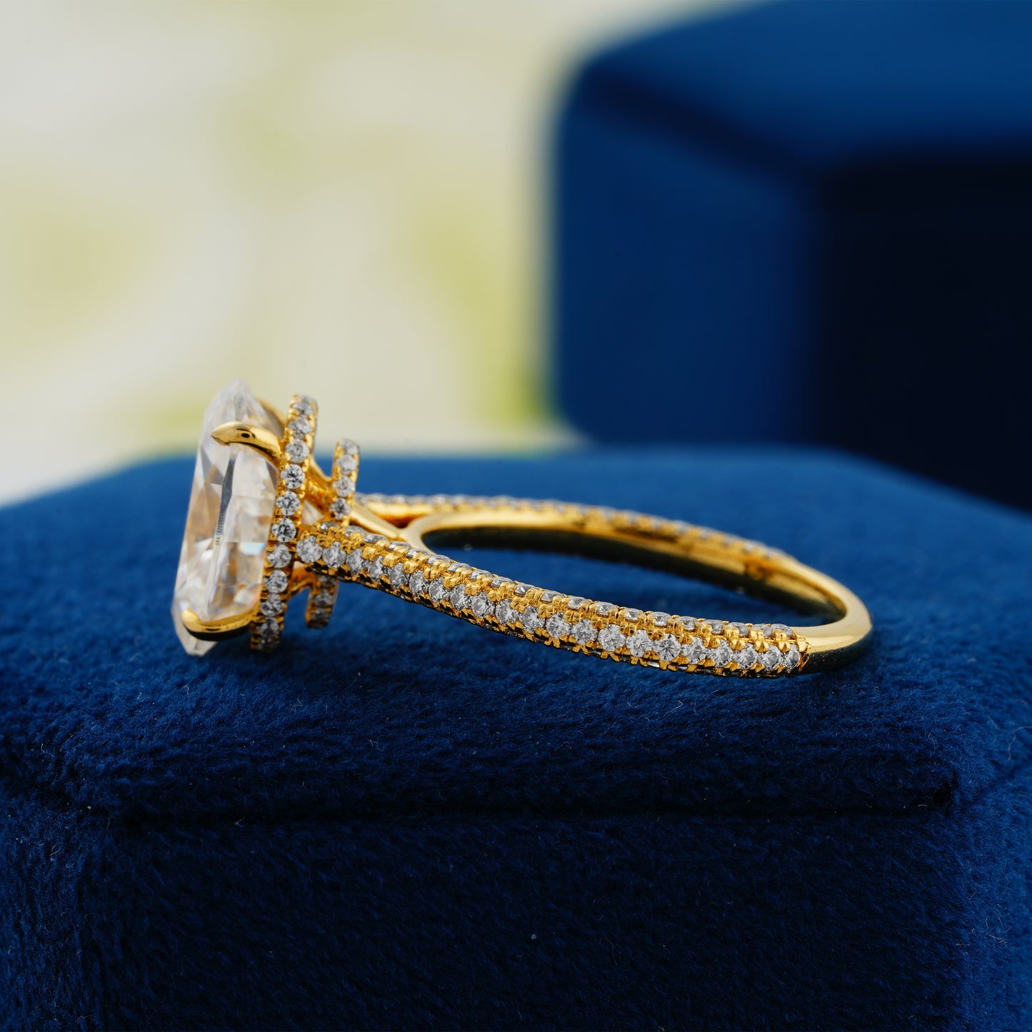 4 CT Oval Cut Double Pavé Diamond Engagement Ring