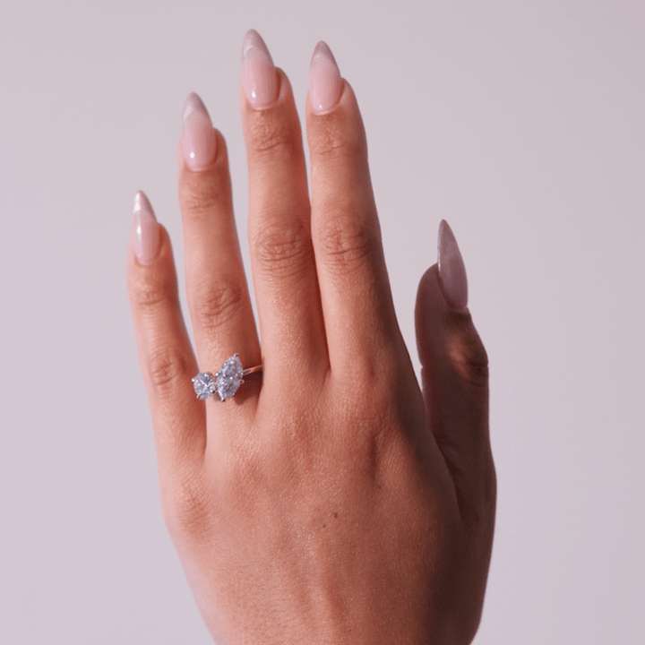 Round & Marquise Cut Lab Grown Diamond Toi et Moi Engagement Ring