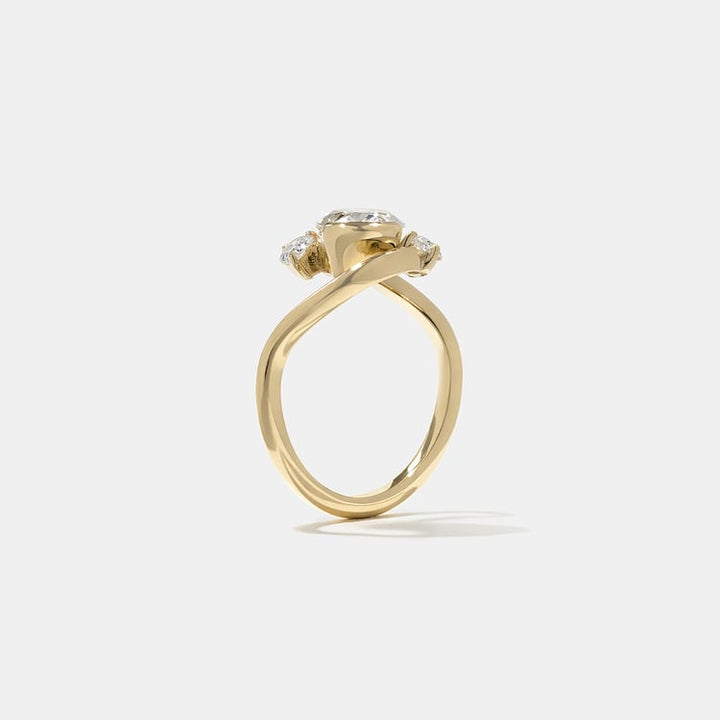 Pear Lab Grown Diamond Bypass Engagement Ring with Round Accent Stones