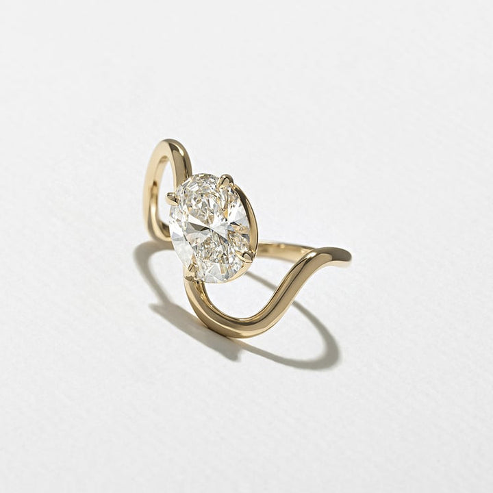 Oval Lab Diamond Solitaire with Sculpted Arc Band