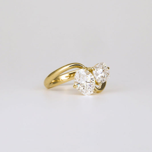 Oval & Cushion Lab Diamond Toi et Moi Bypass Ring