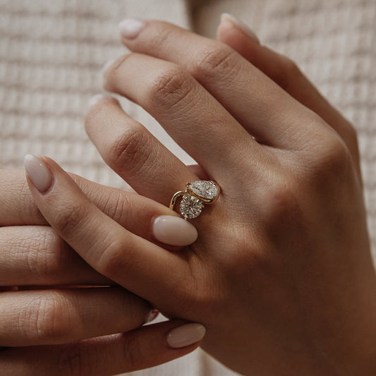 Pear & Round Lab Diamond Toi et Moi Bypass Ring