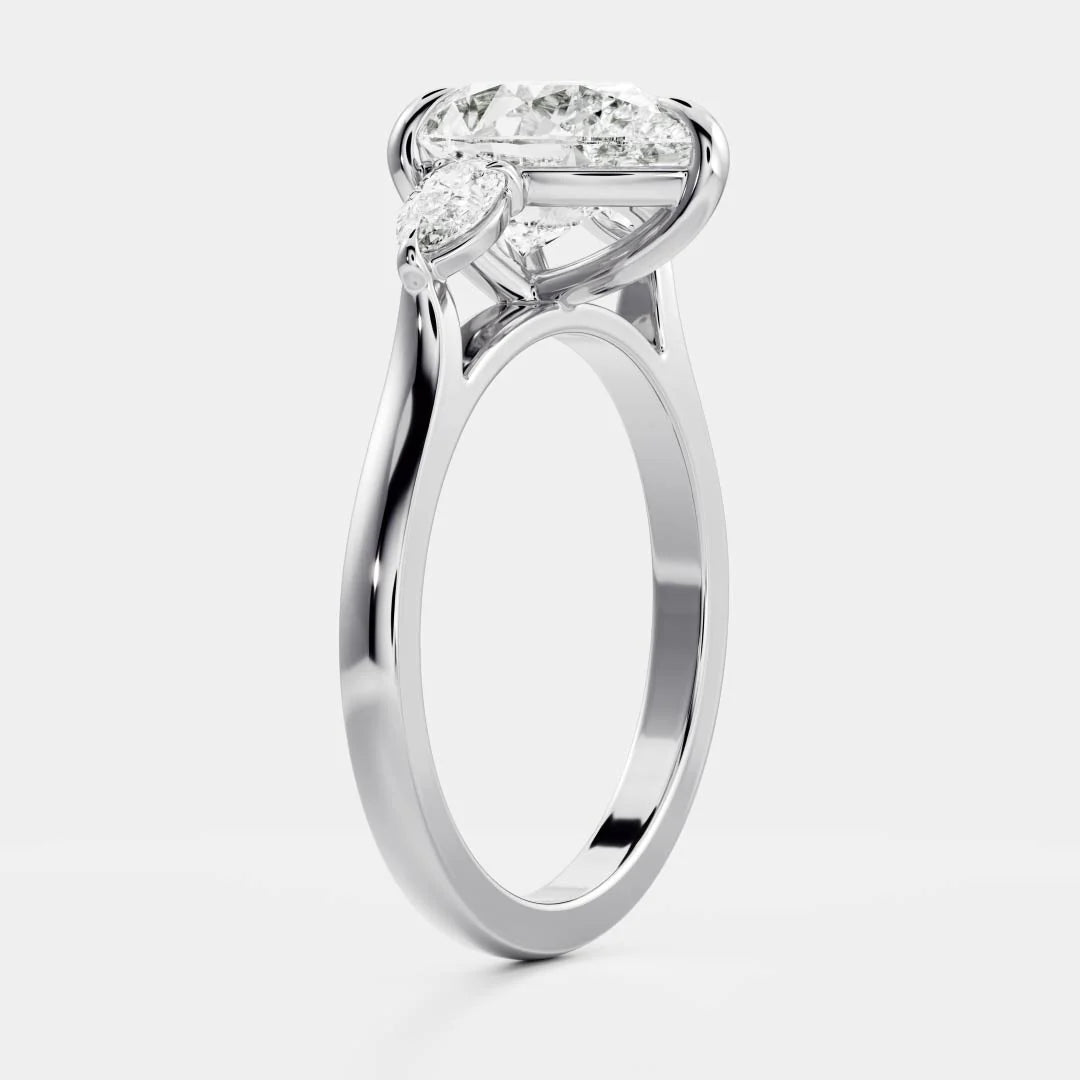Pear Lab-Grown Diamond Three Stone Engagement Ring with Pear Side Stones