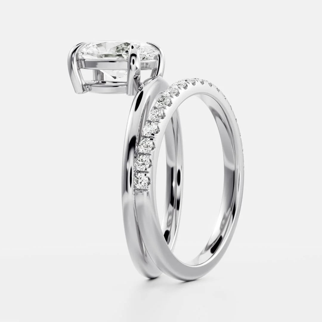 Oval Cut Lab-Grown Diamond Four-Prong Solitaire Engagement Ring with Dome Band