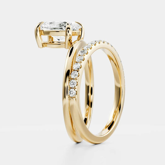 Oval Cut Lab-Grown Diamond Four-Prong Solitaire Engagement Ring with Dome Band