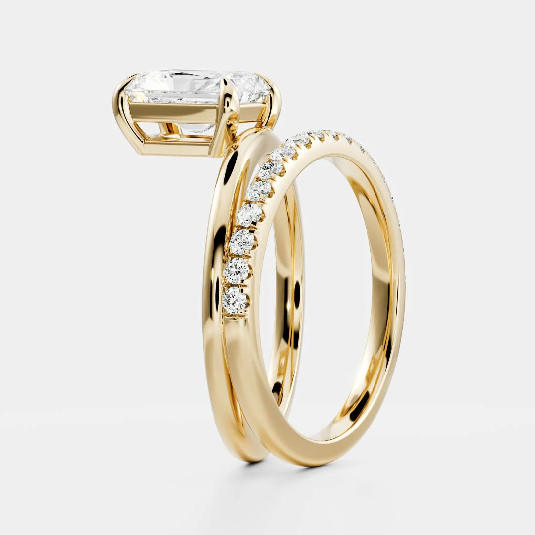 Radiant Cut Lab-Grown Diamond Solitaire Engagement Ring with Dome Band