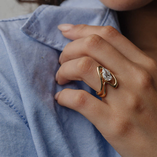 Pear Lab-Grown Diamond Sculpted Wrap Engagement Ring