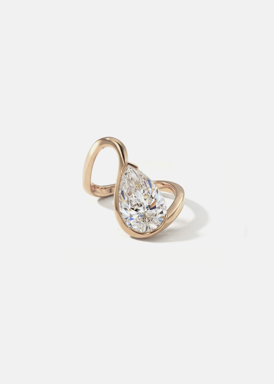Pear Lab Grown Diamond Open Loop Bezel Engagement Ring – Sculptural Wrap Band
