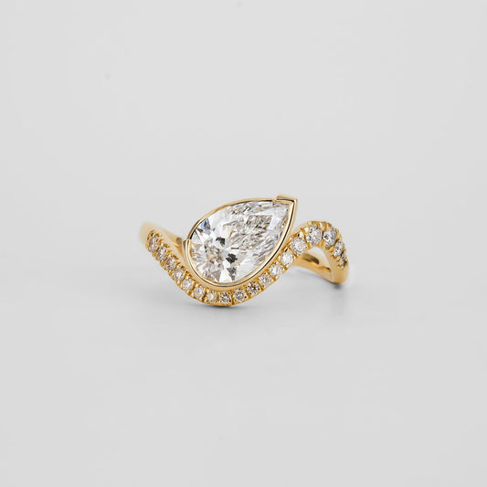 Pear Lab Diamond Bezel Ring with Pavé Swirl Band