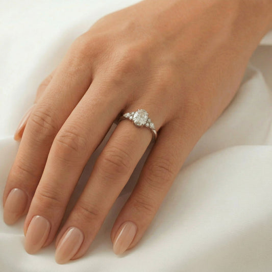 Oval Lab-Grown Diamond Pear Cluster Accent Ring