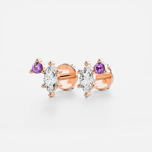The Lyra Marquise & Amethyst Lab-Grown Diamond Studs