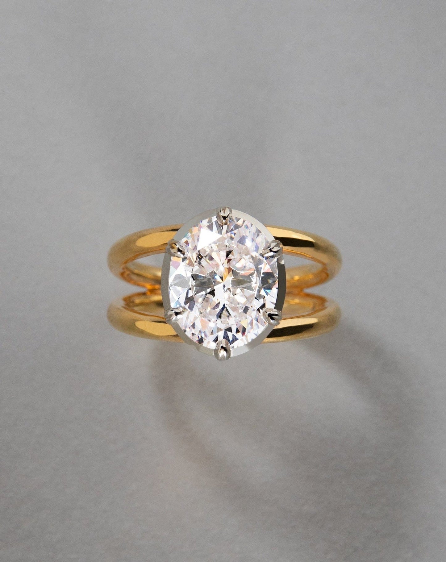 Oval Lab Diamond Solitaire on Double Gold Band