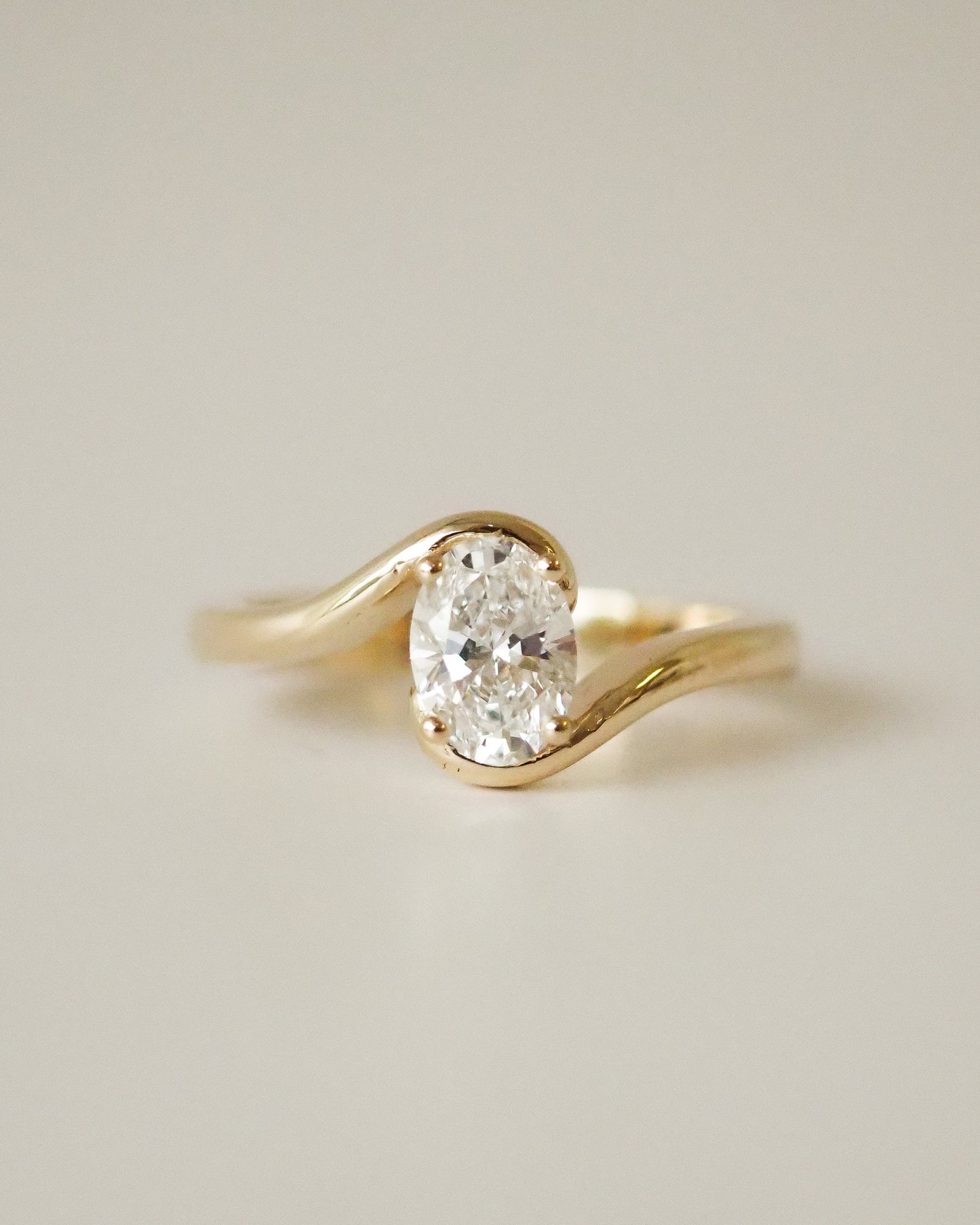 Oval Lab Diamond Solitaire Ring with Swirl Band