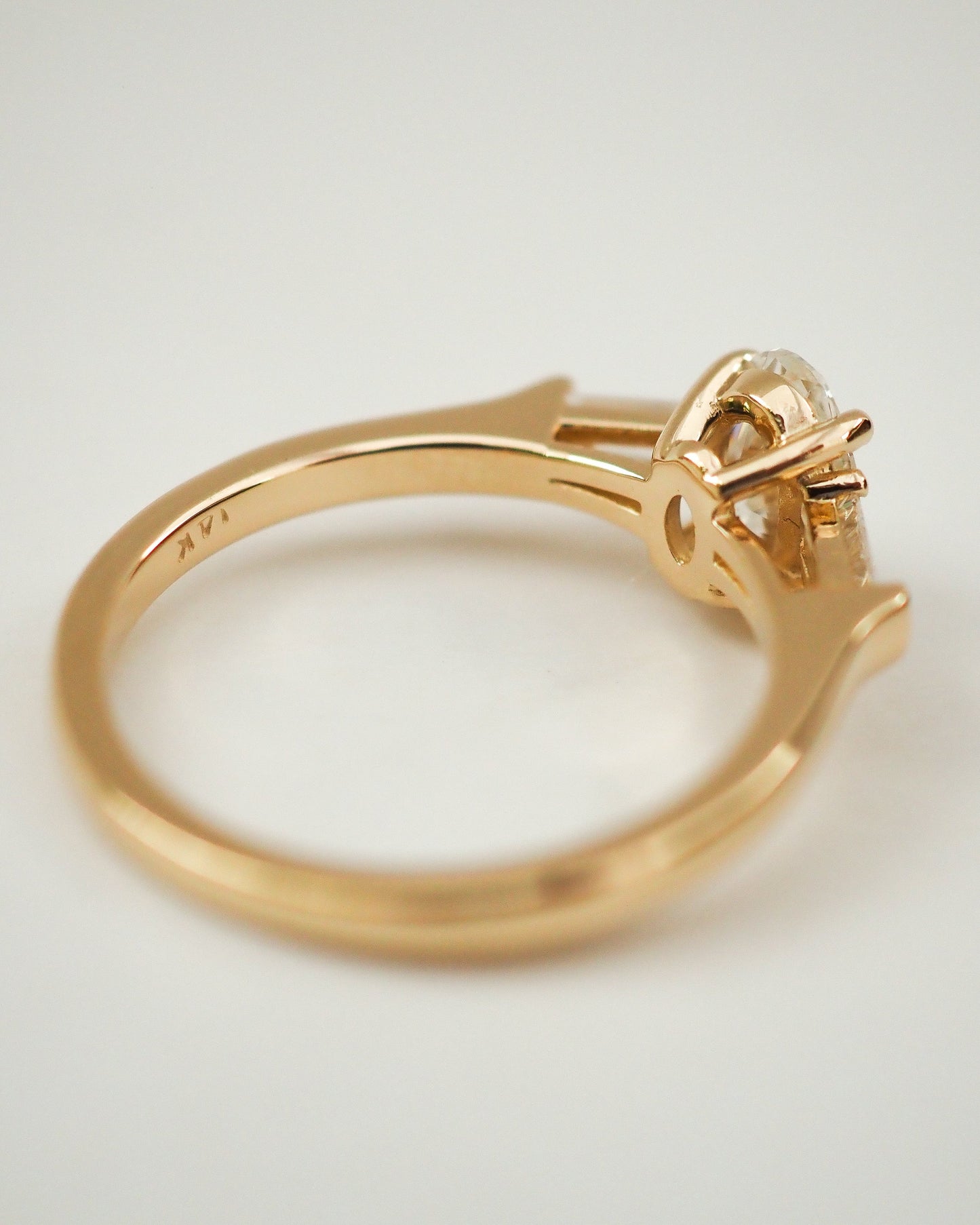Oval Lab Diamond Three Stone Ring with Baguette Accents