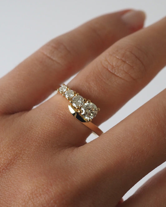 Round Lab Diamond Graduated Bypass Engagement Ring