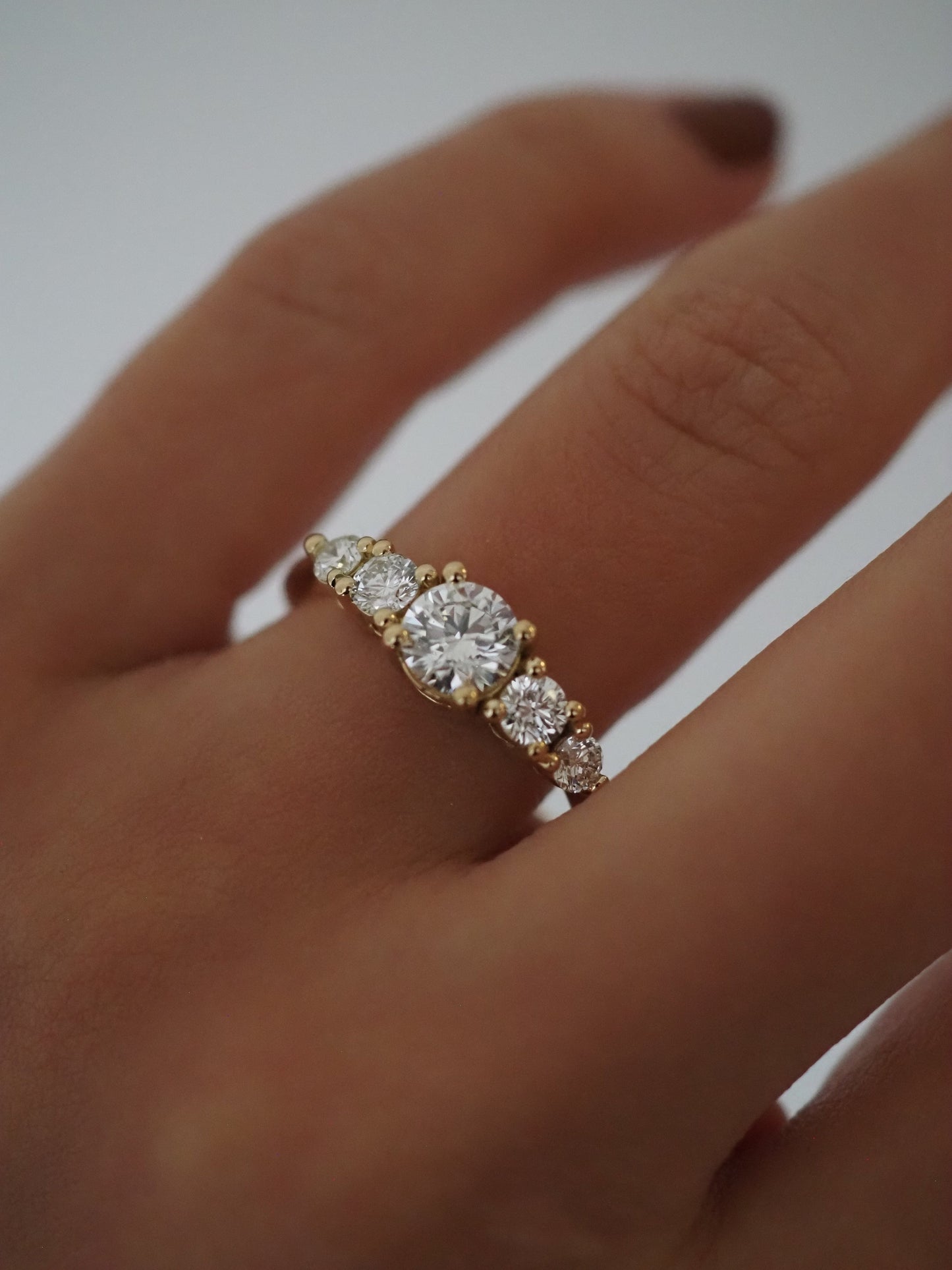 Round Lab Diamond Five Stone Graduated Engagement Ring