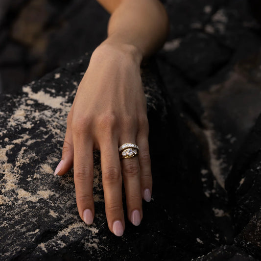 Round Brilliant Lab-Grown Diamond Three Stone Engagement Ring with Split Shank