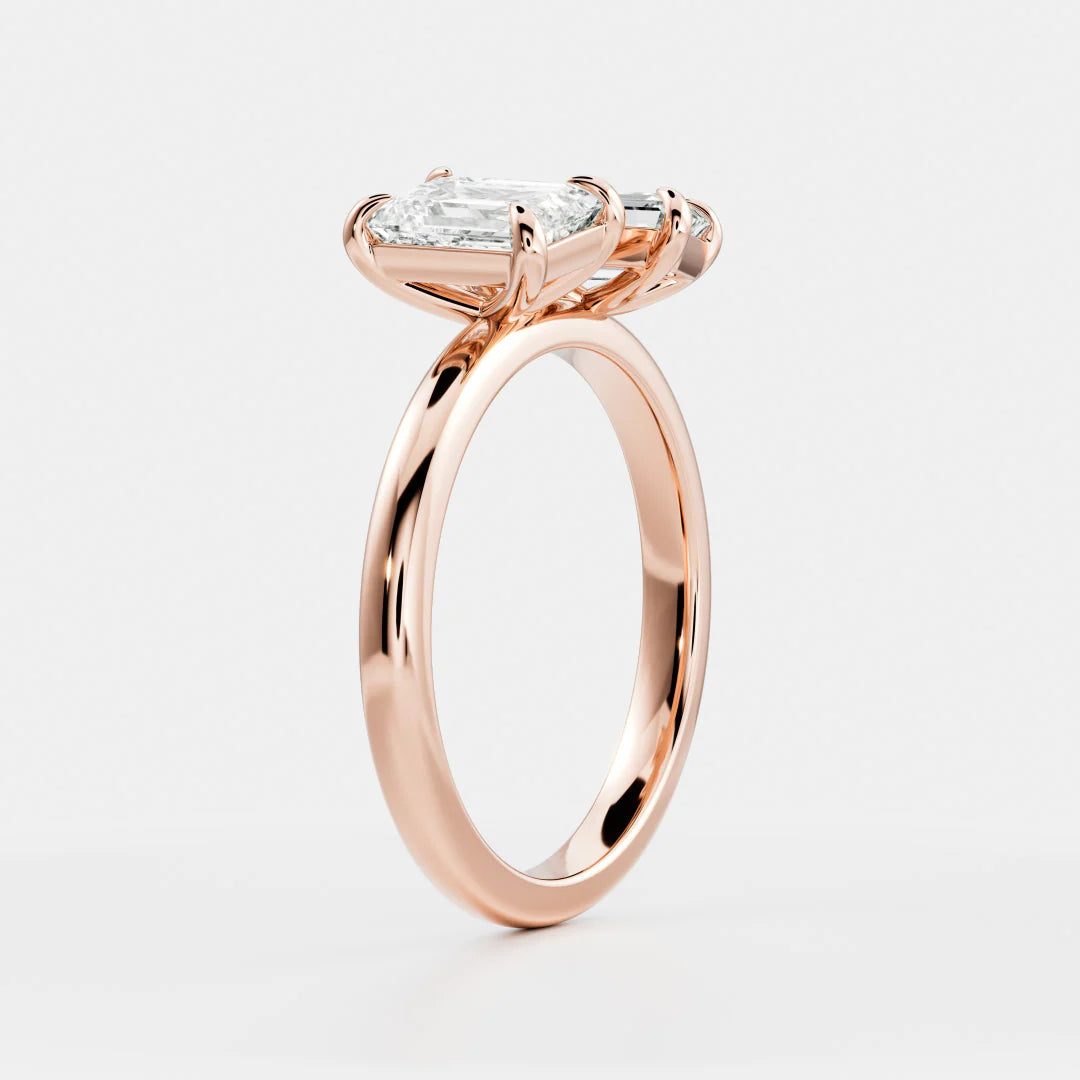 Emerald & Emerald Lab-Grown Diamond Toi et Moi Engagement Ring