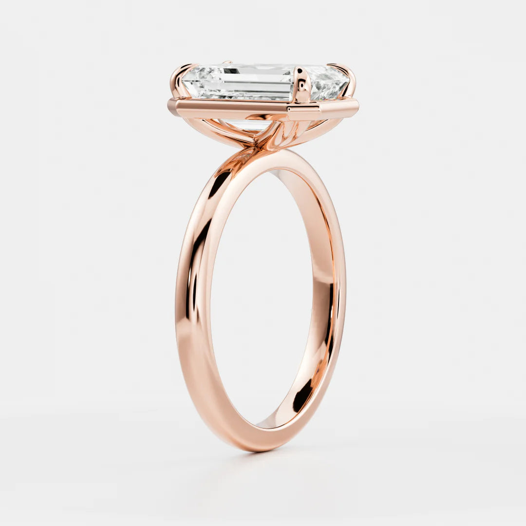 Emerald Cut Lab-Grown Diamond Bezel & Multi-Prong Engagement Ring