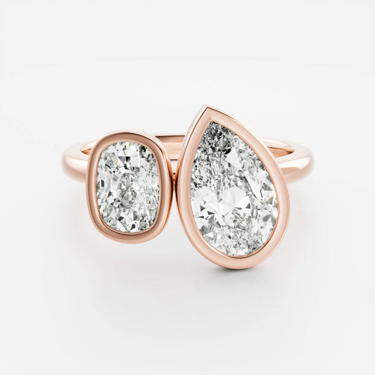 Oval & Pear Lab-Grown Diamond Bezel-Set Toi et Moi Engagement Ring
