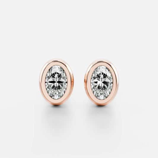 The Aria Bezel-Set Oval Cut Lab-Grown Diamond Studs