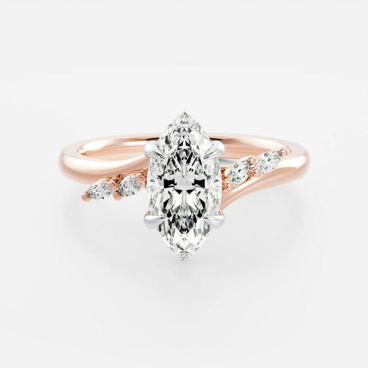 Marquise Lab-Grown Diamond Cluster Bypass Engagement Ring