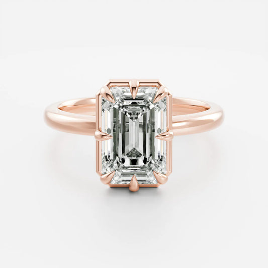 Emerald Cut Lab-Grown Diamond Bezel & Multi-Prong Engagement Ring